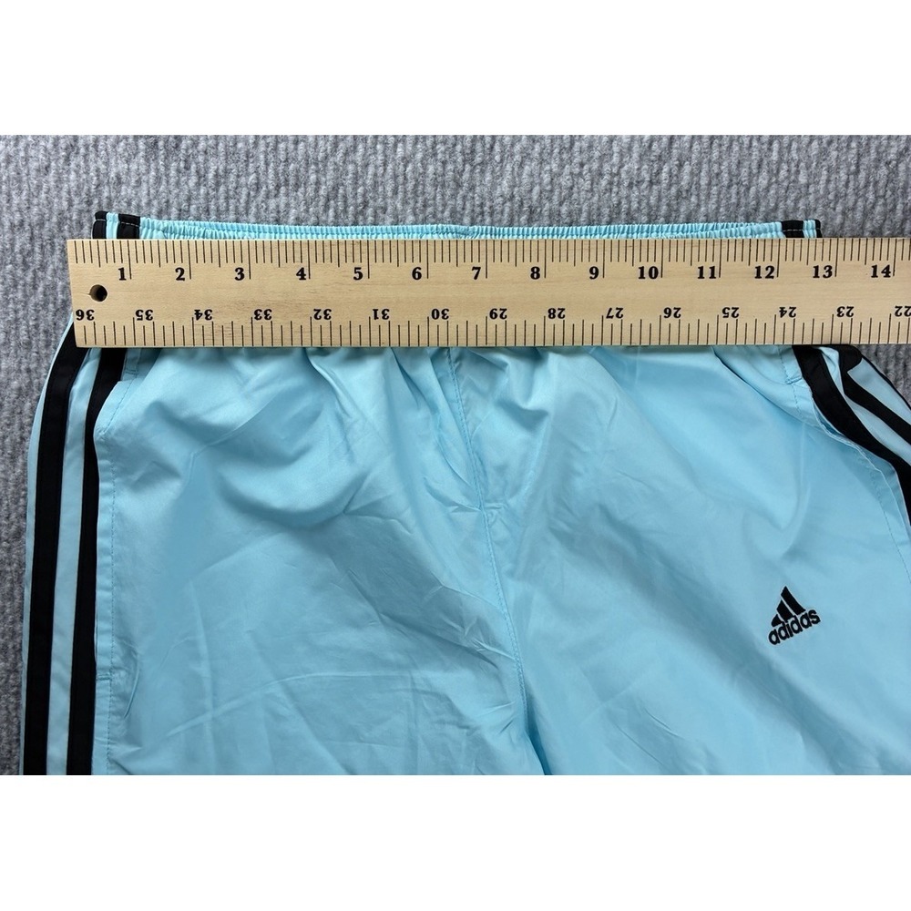 Vintage Y2K Adidas light blue nylon track pants Zipper Ankles 3 Stripes Small - Picture 4 of 9